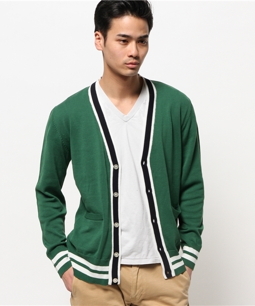 WEGO(ウィゴー)の「WEGO/ラインカーディガン(カーディガン/ボレロ・メンズ・ホワイト/グリーン・MEDIUM/LARGE)」の12枚目の写真