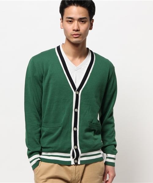 WEGO(ウィゴー)の「WEGO/ラインカーディガン(カーディガン/ボレロ・メンズ・ホワイト/グリーン・MEDIUM/LARGE)」の5枚目の写真