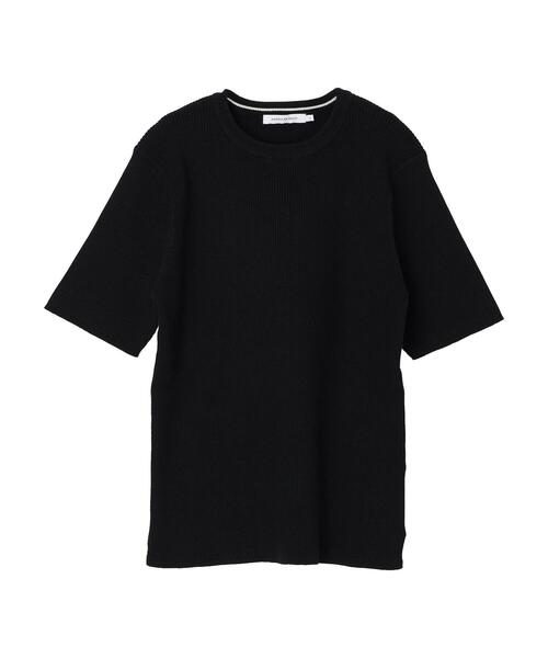 AMERICAN HOLIC(アメリカンホリック)の「リブニットクルーネック半袖プルオーバー -ウォッシャブル-(ニット/セーター・レディース・ブラック/オフホワイト・M/L)」の17枚目の写真