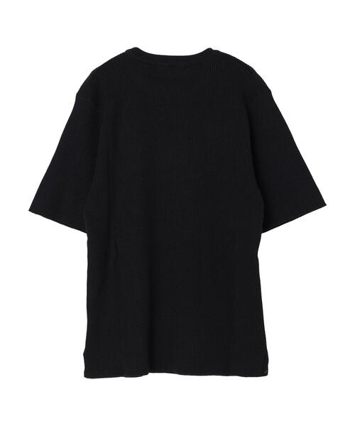 AMERICAN HOLIC(アメリカンホリック)の「リブニットクルーネック半袖プルオーバー -ウォッシャブル-(ニット/セーター・レディース・ブラック/オフホワイト・M/L)」の18枚目の写真