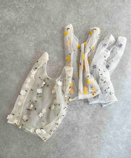 PICCIN(ピッチン)の「【WEB限定】ボタニカルエンブロイダリーエコバッグ(トートバッグ・レディース・アイボリー/グレー/イエロー・FREE)」の4枚目の写真