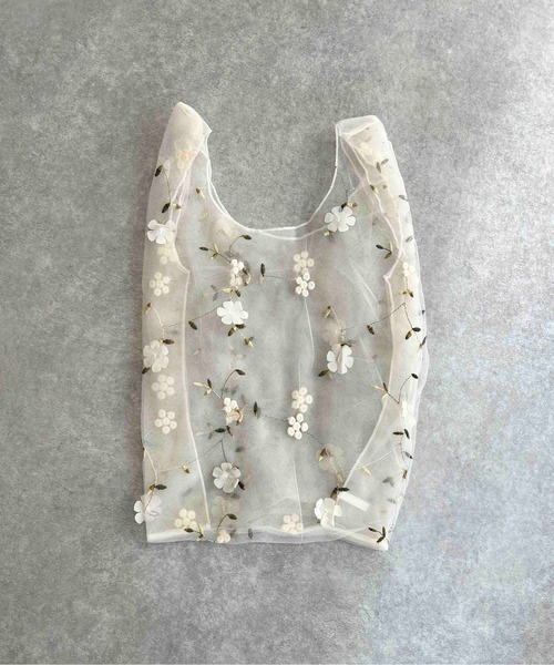 PICCIN(ピッチン)の「【WEB限定】ボタニカルエンブロイダリーエコバッグ(トートバッグ・レディース・アイボリー/グレー/イエロー・FREE)」の6枚目の写真