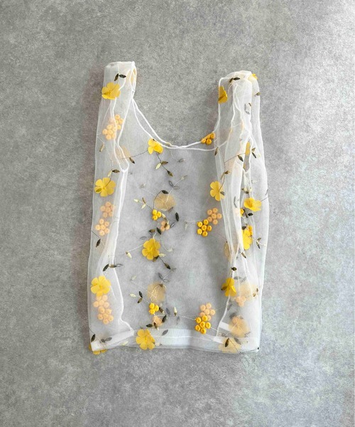 PICCIN(ピッチン)の「【WEB限定】ボタニカルエンブロイダリーエコバッグ(トートバッグ・レディース・アイボリー/グレー/イエロー・FREE)」の8枚目の写真