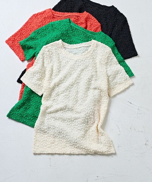 FREAK'S STORE(フリークスストア)の「シアーフラワーTシャツ(Tシャツ/カットソー・レディース・ブラック/オレンジ/ナチュラル/グリーン・フリ-)」の3枚目の写真