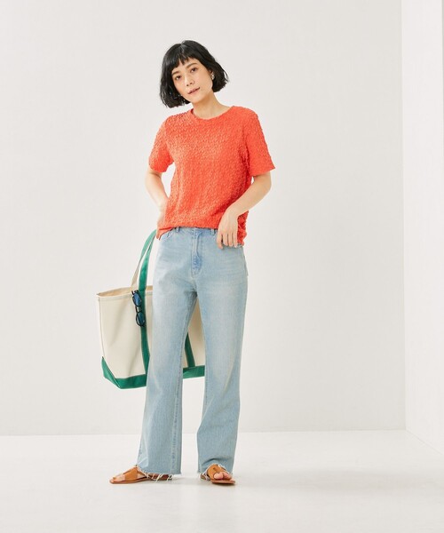 FREAK'S STORE(フリークスストア)の「シアーフラワーTシャツ(Tシャツ/カットソー・レディース・ブラック/オレンジ/ナチュラル/グリーン・フリ-)」の6枚目の写真