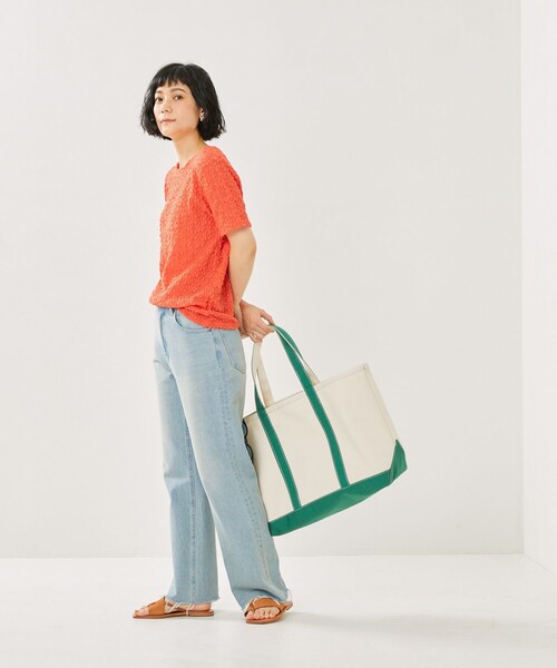 FREAK'S STORE(フリークスストア)の「シアーフラワーTシャツ(Tシャツ/カットソー・レディース・ブラック/オレンジ/ナチュラル/グリーン・フリ-)」の8枚目の写真