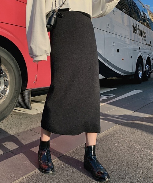 HALEY PESCA(ヘーリーペスカ)の「HALEY PESCA/スリット入り タイトロングスカート(スカート・レディース・アイボリー/ブラック/グレー/ダークグレー/ベージュ/グリーン/ブルー/パープル/ダークパープル/ピンク/ピンク系その他・FREE)」の3枚目の写真