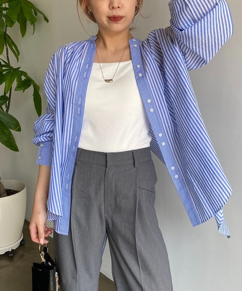 CAPRICIEUX LE'MAGE（カプリシューレマージュ）の「スリットデザインシャツ（シャツ/ブラウス・レディース・ホワイト/ピンク/ブルー/グリーン・FREE）」の5枚目の写真