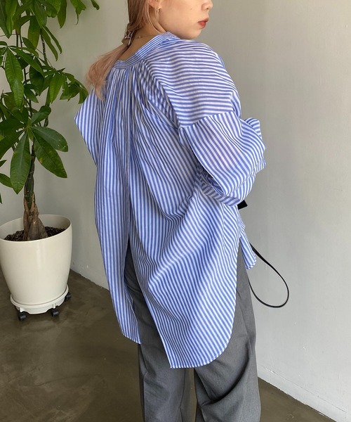 CAPRICIEUX LE'MAGE（カプリシューレマージュ）の「スリットデザインシャツ（シャツ/ブラウス・レディース・ホワイト/ピンク/ブルー/グリーン・FREE）」の6枚目の写真