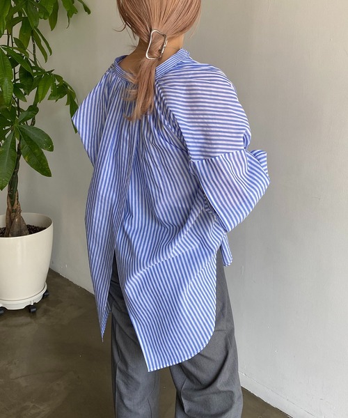 CAPRICIEUX LE'MAGE（カプリシューレマージュ）の「スリットデザインシャツ（シャツ/ブラウス・レディース・ホワイト/ピンク/ブルー/グリーン・FREE）」の7枚目の写真