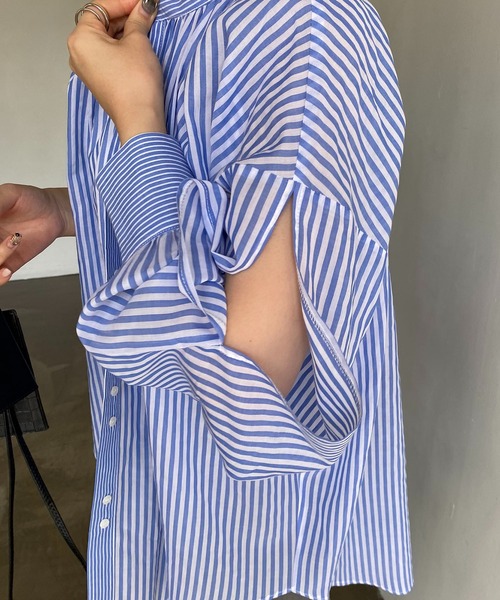 CAPRICIEUX LE'MAGE（カプリシューレマージュ）の「スリットデザインシャツ（シャツ/ブラウス・レディース・ホワイト/ピンク/ブルー/グリーン・FREE）」の10枚目の写真