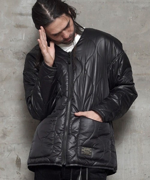 EGO TRIPPING(エゴトリッピング)の「mj8599-REVERSIBLE LINING JACKET ジャケット(ノーカラージャケット・メンズ・カーキ/ブラック・46/48)」の2枚目の写真