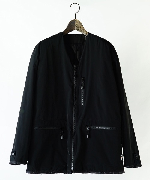 EGO TRIPPING(エゴトリッピング)の「mj8599-REVERSIBLE LINING JACKET ジャケット(ノーカラージャケット・メンズ・カーキ/ブラック・46/48)」の6枚目の写真