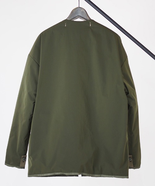 EGO TRIPPING(エゴトリッピング)の「mj8599-REVERSIBLE LINING JACKET ジャケット(ノーカラージャケット・メンズ・カーキ/ブラック・46/48)」の11枚目の写真