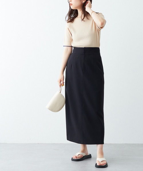 natural couture(ナチュラルクチュール)の「WEB限定サイズ有り/シアーバックリボンナロースカート(スカート・レディース・オフホワイト/ブラック/ブラウン・MEDIUM/LARGE)」の2枚目の写真