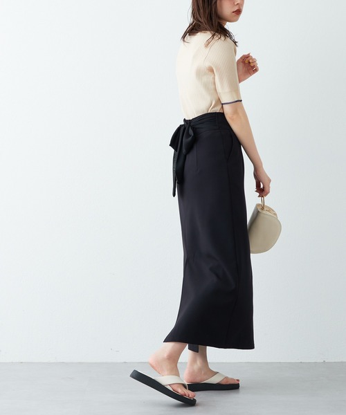 natural couture(ナチュラルクチュール)の「WEB限定サイズ有り/シアーバックリボンナロースカート(スカート・レディース・オフホワイト/ブラック/ブラウン・MEDIUM/LARGE)」の21枚目の写真