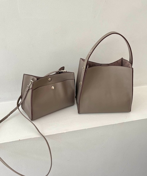 CAPRICIEUX LE'MAGE（カプリシューレマージュ）の「2SETスクエアバッグ（トートバッグ・レディース・キャメル/アイボリー/グレイッシュベージュ/ブラック・FREE）」の18枚目の写真