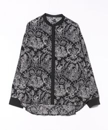 アソート柄 総柄 ロングシャツ ブラウス 昭和レトロ ヴィンテージ 茶 色白 アソート柄 総柄 ロングシャツ ブラウス 昭和レトロ