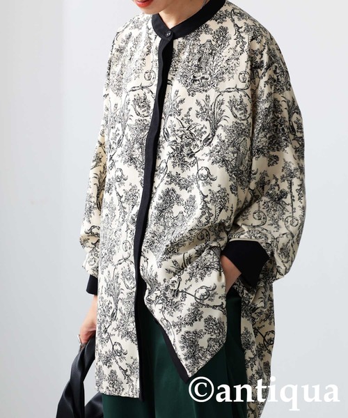 antiqua(アンティカ)の「トワルドジュイ柄シャツ(シャツ/ブラウス・レディース・アイボリー/ブラック/ブラック系その他・FREE)」の5枚目の写真