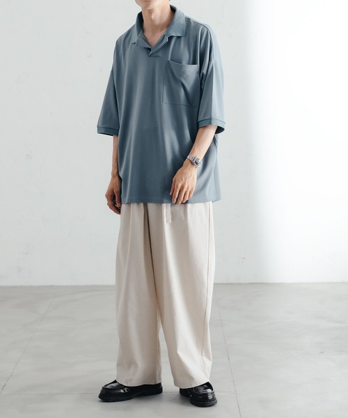 epnok（エプノック）の「ベーシックルーズポンチポロシャツ（ポロシャツ・メンズ・ベージュ/サックスブルー・MEDIUM/LARGE/SMALL）」の6枚目の写真