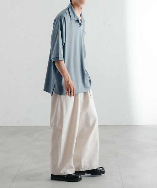 epnok（エプノック）の「ベーシックルーズポンチポロシャツ（ポロシャツ・メンズ・ベージュ/サックスブルー・MEDIUM/LARGE/SMALL）」の7枚目の写真