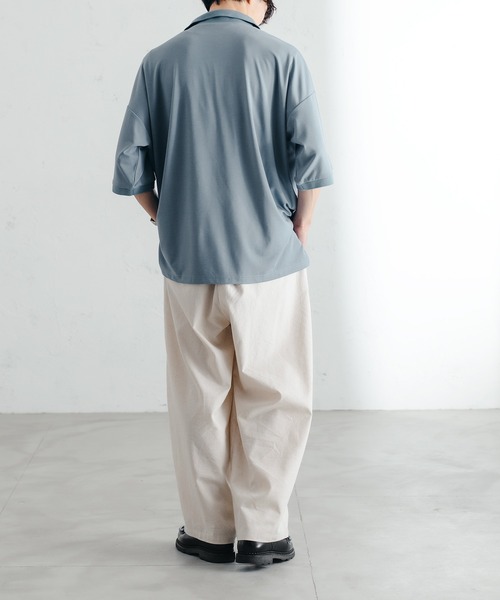 epnok（エプノック）の「ベーシックルーズポンチポロシャツ（ポロシャツ・メンズ・ベージュ/サックスブルー・MEDIUM/LARGE/SMALL）」の8枚目の写真