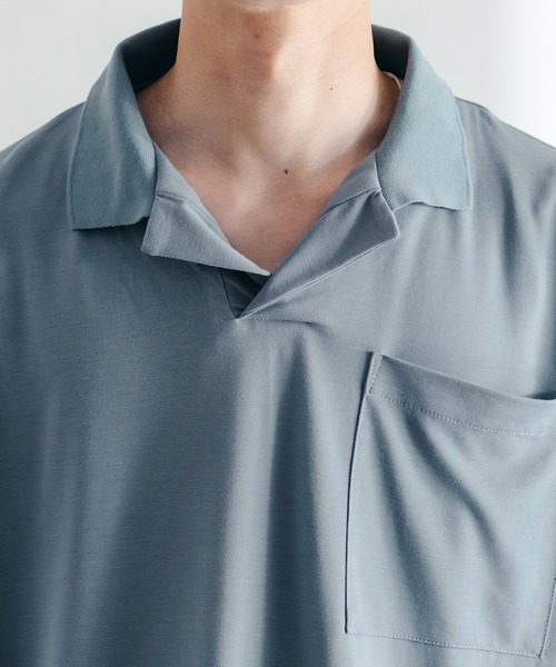 epnok（エプノック）の「ベーシックルーズポンチポロシャツ（ポロシャツ・メンズ・ベージュ/サックスブルー・MEDIUM/LARGE/SMALL）」の9枚目の写真