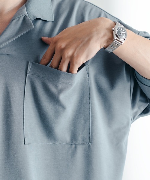 epnok（エプノック）の「ベーシックルーズポンチポロシャツ（ポロシャツ・メンズ・ベージュ/サックスブルー・MEDIUM/LARGE/SMALL）」の11枚目の写真