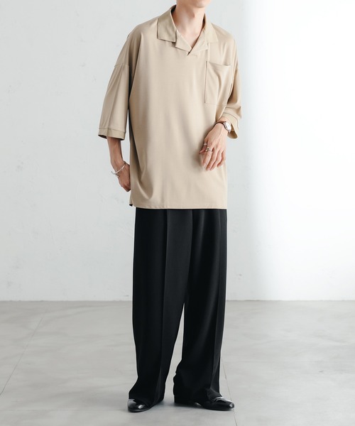 epnok（エプノック）の「ベーシックルーズポンチポロシャツ（ポロシャツ・メンズ・ベージュ/サックスブルー・MEDIUM/LARGE/SMALL）」の17枚目の写真