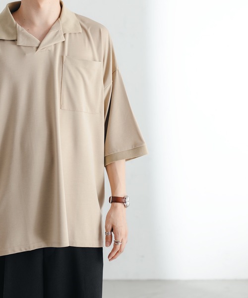epnok（エプノック）の「ベーシックルーズポンチポロシャツ（ポロシャツ・メンズ・ベージュ/サックスブルー・MEDIUM/LARGE/SMALL）」の21枚目の写真