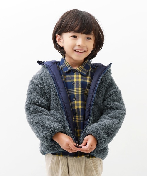 devirock（デビロック）の「【洗える】リバーシブルアウトドア　ボアジャケット（ブルゾン・キッズ・オレンジ系その他/ダークオリーブ/ネイビー・110cm/100cm/120cm/130cm/140cm/150cm/160cm）」の2枚目の写真