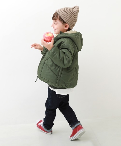 devirock（デビロック）の「【洗える】リバーシブルアウトドア　ボアジャケット（ブルゾン・キッズ・オレンジ系その他/ダークオリーブ/ネイビー・110cm/100cm/120cm/130cm/140cm/150cm/160cm）」の4枚目の写真