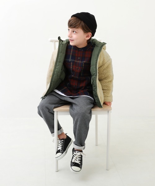 devirock（デビロック）の「【洗える】リバーシブルアウトドア　ボアジャケット（ブルゾン・キッズ・オレンジ系その他/ダークオリーブ/ネイビー・110cm/100cm/120cm/130cm/140cm/150cm/160cm）」の5枚目の写真