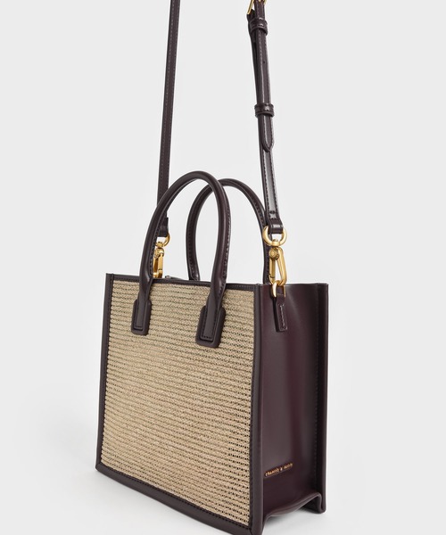 CHARLES & KEITH(チャールズ & キース)の「ダブルハンドル ラフィアトートバッグ / Double Handle Raffia Tote Bag(トートバッグ・レディース・ブラウン/セージグリーン・M)」の3枚目の写真