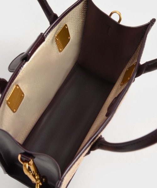 CHARLES & KEITH(チャールズ & キース)の「ダブルハンドル ラフィアトートバッグ / Double Handle Raffia Tote Bag(トートバッグ・レディース・ブラウン/セージグリーン・M)」の6枚目の写真