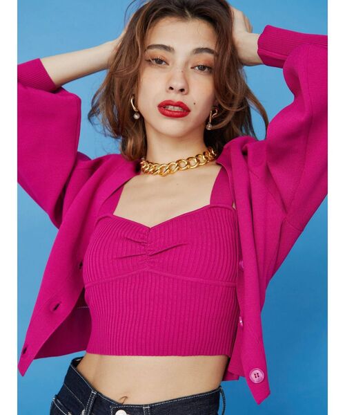 EVRIS（エヴリス）の「アンサンブルニットトップス（カーディガン/ボレロ・レディース・ブラック/ピンク/グリーン/アイボリー・FREE）」の6枚目の写真