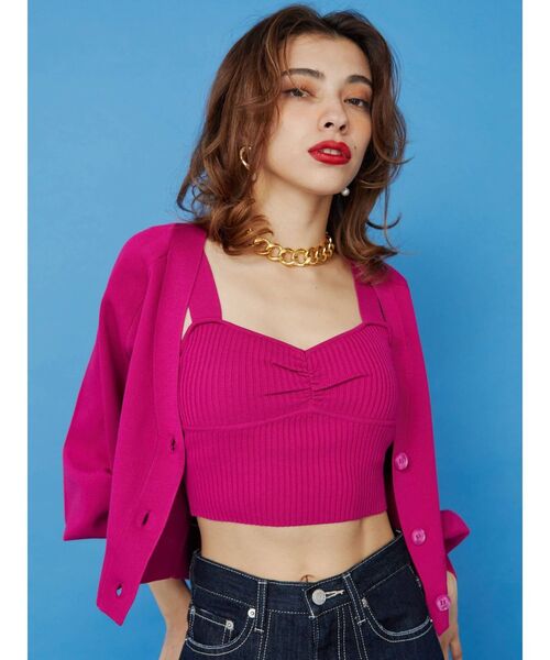 EVRIS（エヴリス）の「アンサンブルニットトップス（カーディガン/ボレロ・レディース・ブラック/ピンク/グリーン/アイボリー・FREE）」の12枚目の写真