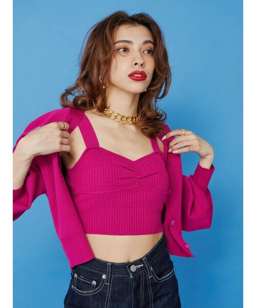 EVRIS（エヴリス）の「アンサンブルニットトップス（カーディガン/ボレロ・レディース・ブラック/ピンク/グリーン/アイボリー・FREE）」の10枚目の写真