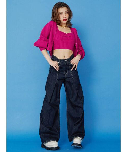 EVRIS（エヴリス）の「アンサンブルニットトップス（カーディガン/ボレロ・レディース・ブラック/ピンク/グリーン/アイボリー・FREE）」の7枚目の写真