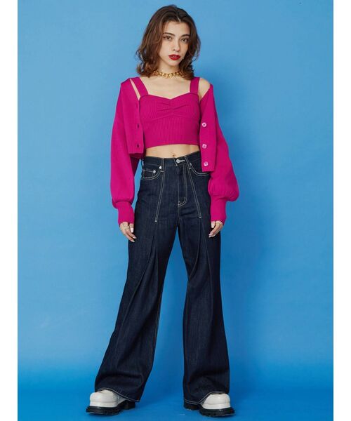 EVRIS（エヴリス）の「アンサンブルニットトップス（カーディガン/ボレロ・レディース・ブラック/ピンク/グリーン/アイボリー・FREE）」の13枚目の写真