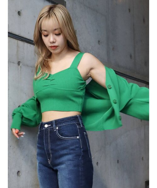 EVRIS（エヴリス）の「アンサンブルニットトップス（カーディガン/ボレロ・レディース・ブラック/ピンク/グリーン/アイボリー・FREE）」の14枚目の写真