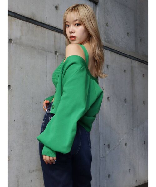 EVRIS（エヴリス）の「アンサンブルニットトップス（カーディガン/ボレロ・レディース・ブラック/ピンク/グリーン/アイボリー・FREE）」の11枚目の写真