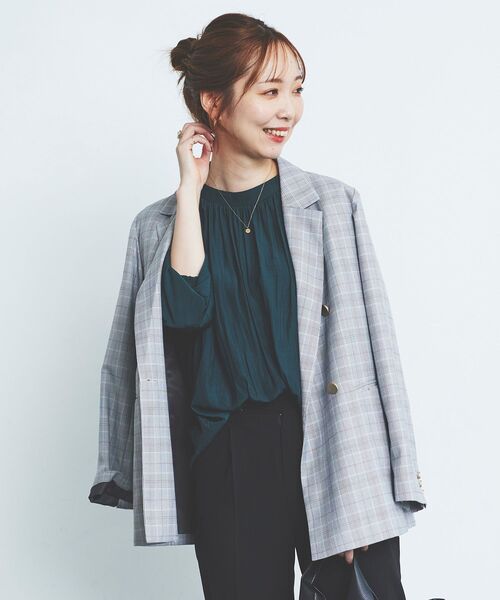 le.coeur blanc(ルクールブラン)の「チェックダブルブレストジャケット(テーラードジャケット・レディース・ブラック系その他・38)」の15枚目の写真