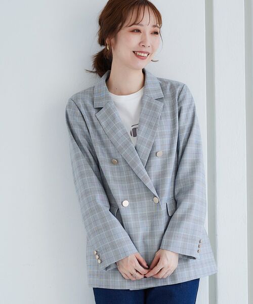 le.coeur blanc(ルクールブラン)の「チェックダブルブレストジャケット(テーラードジャケット・レディース・ブラック系その他・38)」の8枚目の写真