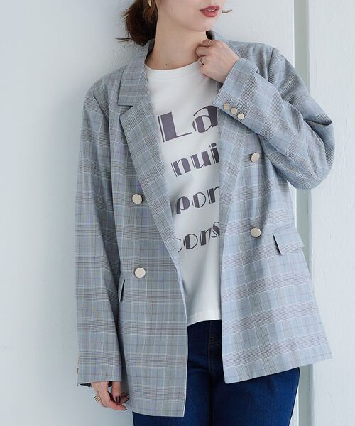 le.coeur blanc(ルクールブラン)の「チェックダブルブレストジャケット(テーラードジャケット・レディース・ブラック系その他・38)」の2枚目の写真