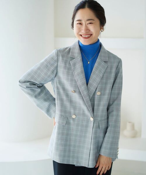 le.coeur blanc(ルクールブラン)の「チェックダブルブレストジャケット(テーラードジャケット・レディース・ブラック系その他・38)」の21枚目の写真