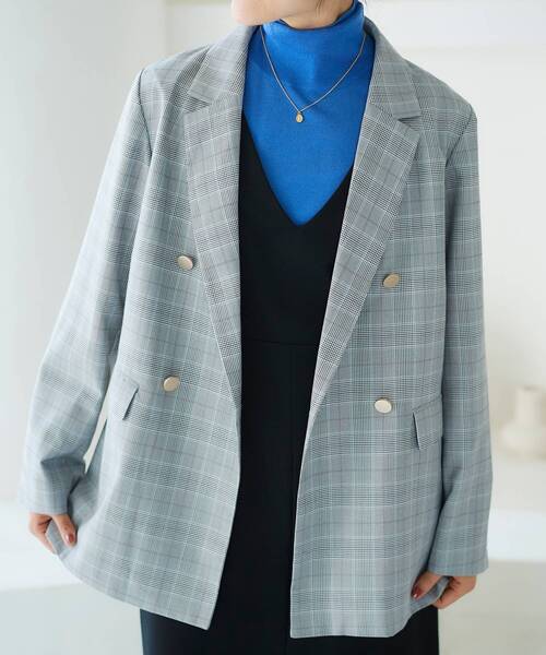 le.coeur blanc(ルクールブラン)の「チェックダブルブレストジャケット(テーラードジャケット・レディース・ブラック系その他・38)」の9枚目の写真