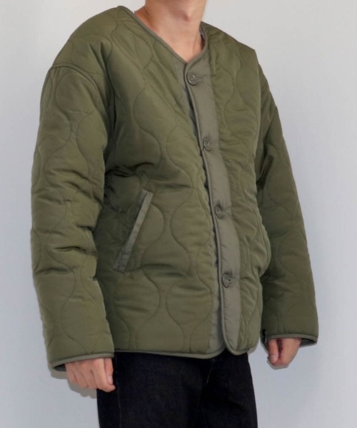 Ritzy（リッツィー）の「リバーシブルキルトジャケット（ノーカラージャケット・メンズ・カーキ/ベージュ/ブラック・X-LARGE/LARGE/MEDIUM）」の3枚目の写真