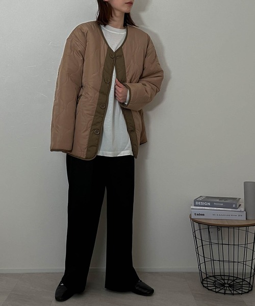 Ritzy（リッツィー）の「リバーシブルキルトジャケット（ノーカラージャケット・メンズ・カーキ/ベージュ/ブラック・X-LARGE/LARGE/MEDIUM）」の16枚目の写真