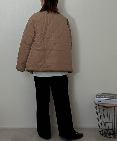 Ritzy（リッツィー）の「リバーシブルキルトジャケット（ノーカラージャケット・メンズ・カーキ/ベージュ/ブラック・X-LARGE/LARGE/MEDIUM）」の18枚目の写真